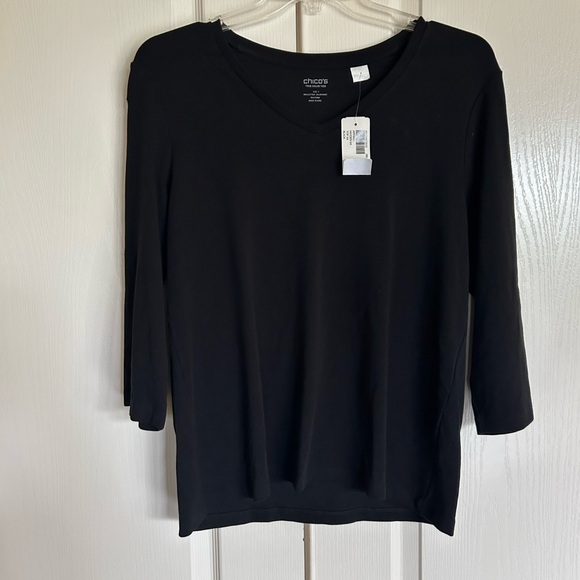 Chico's Tops - Chico’s Hayden 3/4 sleeve black V neck t shirt size 3 XL New with tags